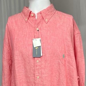🐎New 2X Big Polo Ralph Lauren 100% Linen Pink